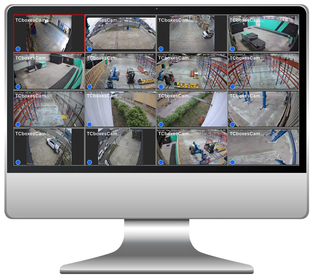 Computer screen showing CCTV camera footage